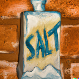 Salt shaker painted on a brick wall.
